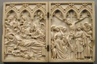 Diptych, 1 register, 3 arches across (frise d'arcatures; plaquettes) (Front)