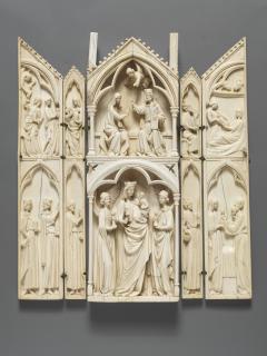 Gabled polyptych, 2 registers (tabernacle; frise d'arcatures; colonnettes) (Front)