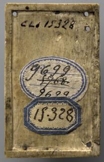 Panel (possibly a writing tablet), 1 register, 1 arch across (plaquette; tablette à écrire) (Back)