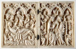 Diptych, 1 register, 3 arches across (frise d'arcatures; plaquettes) (Front)