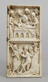 Wing, right (probably fragment of a diptych), 2 registers, bands of rosettes (décor de roses) (Front)