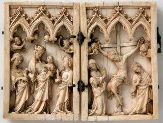 Diptych, 1 register, 3 arches across (frise d'arcatures; plaquettes) (Front)