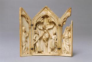 Gabled triptych, 1 register, 1 arch across (colonnettes) (Front)