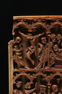 Wing, right (fragment of a diptych), 2 registers, 4 arches across (frise d'arcatures; colonnettes) (Front, detail)