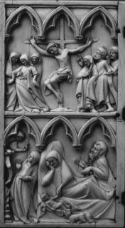 Diptych, 2 registers, 3 arches across (frise d'arcatures) (Wing, left)