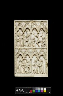 Wing, left (part of a diptych), 2 registers, 4 arches across (frise d'arcatures; colonnettes) (Front)
