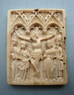 Wing, left (fragment of a diptych), 1 register, 3 arches across (plaquette, frise d'arcatures) (Front)