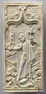 Panel (probably fragment of a box), 1 register, 1 ogee arch across (plaquette) (Front)