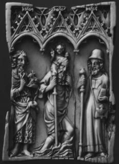 Wing, left (fragment of a diptych), 1 register, 3 arches across (plaquette; frise d'arcatures) (Front)
