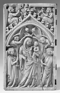 Wing, left (fragment of a diptych), 1 register, 1 arch across (plaquette) (Front)