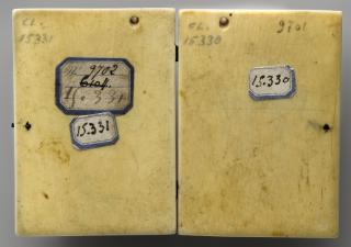 Wing, left (part of a diptych), 1 register, 1 arch across (plaquette) (Back)