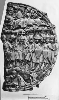Fragment of a mirror case, band of rosettes (valve de miroir; décor de roses) (Front)