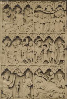 Diptych, 3 registers, 6 arches across (frise d'arcatures; colonnettes) (Wing, left)