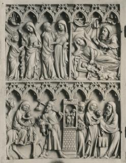 Diptych, 2 registers, 7 arches across (frise d'arcatures; colonnettes) (Wing, left)