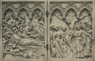 Diptych, 1 register, 3 arches across (frise d'arcatures; plaquettes) (Front)