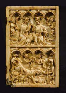 Wing, right (fragment of a diptych), 2 registers, 4 arches across (frise d'arcatures) (Front)