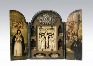 Openwork panel, 1 register, 1 ogee arch across (plaque ajourée); reused as part of a reliquary-triptych (Front)