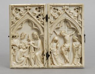 Diptych, 1 register, 1 arch across (plaquettes) (Front)