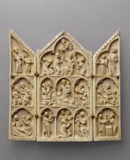 Gabled triptych, 3 registers, arches (colonnettes) (Front)