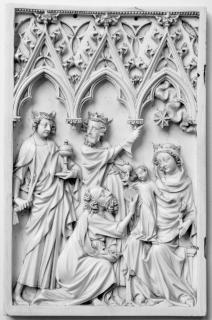 Diptych, 1 register, 3 arches across (plaquettes; frise d'arcatures) (Wing, left)
