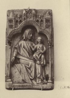 Centre panel (fragment of a polyptych), 1 register, 1 trefoil arch across (plaquette; colonnettes) (Front)
