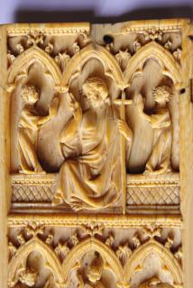 Wing, left (fragment of a diptych), 2 registers, 3 arches across (frise d'arcatures) (Front, detail)