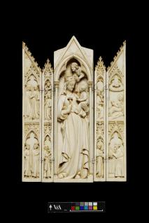 Gabled polyptych, with arches (tabernacle; colonnettes; frise d'arcatures) (Front)