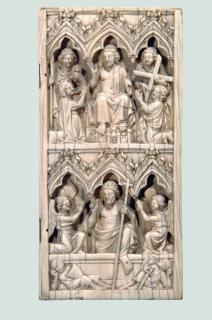 Wing, right (fragment of a diptych), 2 registers, 3 arches across (frise d'arcatures) (Front)