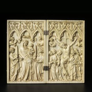 Diptych, 1 register, 3 arches across (frise d'arcatures; plaquettes) (Front)