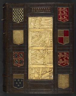 Back panel (fragment of a casket; coffret); reused as part of the binding of a book (Front)
