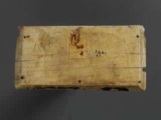 Panel (fragment of a casket), 1 register, 2 arches across (coffret; frise d'arcatures; colonnettes) (Back)
