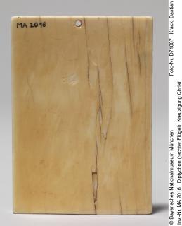 Wing, right (fragment of a diptych), 1 register, 3 arches across (frise d'arcatures; plaquette) (Back)