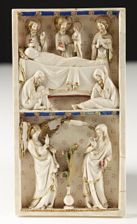 Diptych, 2 registers, bands of rosettes (décor de roses) (Wing, left)