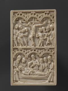 Set of writing tablets, 4 inner writing tablets and 2 outer covers, 2 registers, 3 arches across (tablettes à écrire; frise d'arcatures; plaquettes) (Back cover)