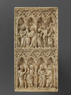 Diptych, 2 registers, 4 arches across (frise d'arcatures, colonnettes) (Wing, left)