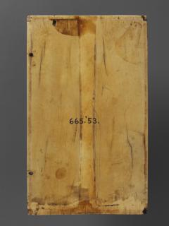 Wing, left (part of a diptych), 2 registers, 4 arches across (frise d'arcatures; colonnettes) (Back)