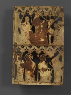 Openwork panel (probably fragment of a diptych), 2 registers, 6 arches across (plaque ajourée; frise d'arcatures; colonnettes) (Back)