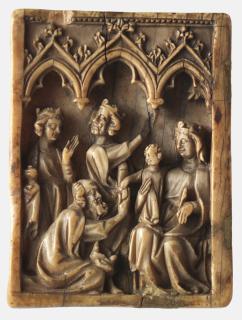 Wing, left (fragment of a diptych), 1 register, 3 arches across (plaquette; frise d'arcatures) (Front)