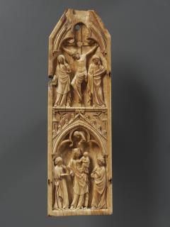 Gabled panel (centre panel; fragment of a triptych or polyptych), 2 registers, 1 arch across (Front)