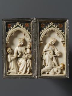 Diptych, 1 register, 1 arch across (plaquette) (Front (open))