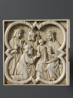 Wing, left (fragment of a diptych), 1 register, with quatrefoil (quatre-feuille; plaquette) (Front)