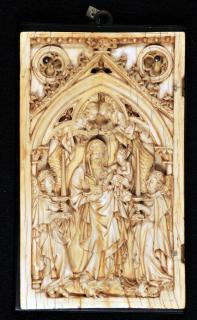 Wing, left (fragment of a diptych), 1 register, 3 arches across (frise d'arcatures; colonnettes) (Front)