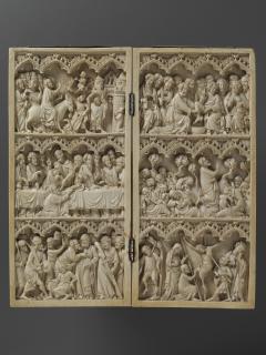 Diptych, 3 registers, 4 arches across (frise d'arcatures) (Front (open))
