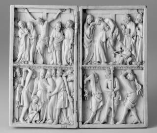 Diptych, 2 registers, bands of rosettes (décor de roses) (Front)