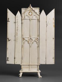 Gabled polyptych, 2 registers, with arches (tabernacle; colonnettes; frise d'arcatures) (Back, open)