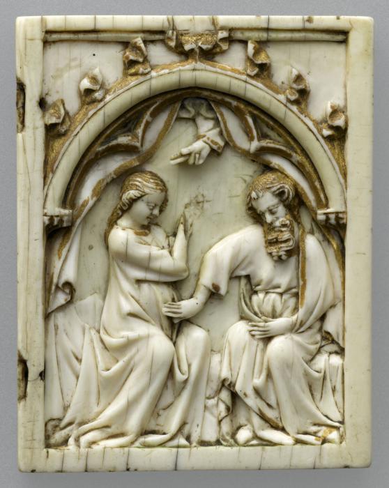 Wing, right (fragment of a diptych), 1 register, 1 arch across (plaquette) (Front)