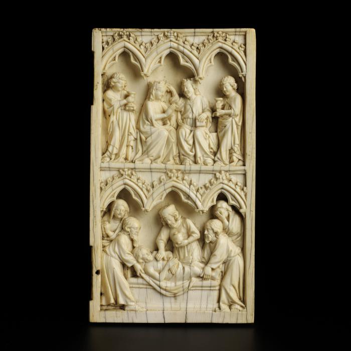 Wing, right (fragment of a diptych), 2 registers, 3 arches across (frise d'arcatures) (Front)