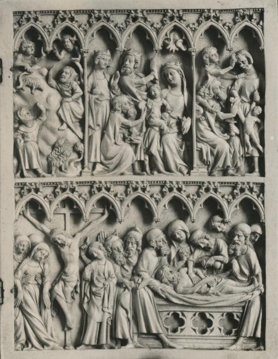 Diptych, 2 registers, 7 arches across (frise d'arcatures; colonnettes) (Wing, right)