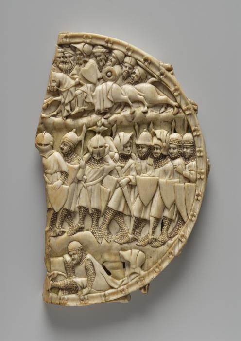 Fragment of a mirror case, band of rosettes (valve de miroir; décor de roses) (Front)