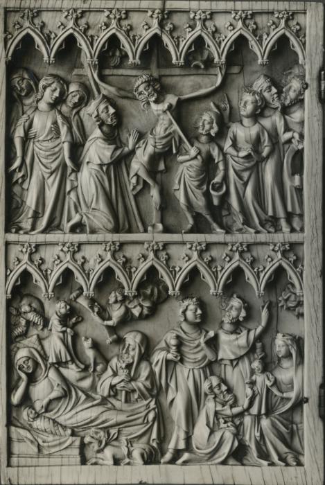 Diptych, 2 registers, 7 arches across (frise d'arcatures) (Wing, left)